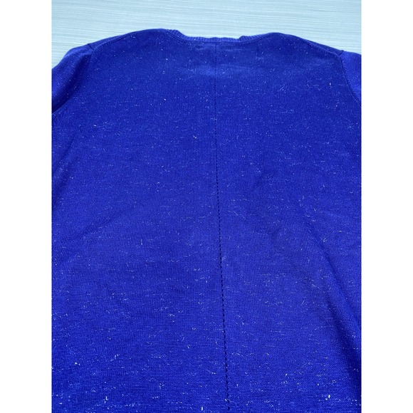 Nicole Miller‎ Original Women's Cardigan Sweater Metallic Threads Medium Blue - Picture 9 of 9